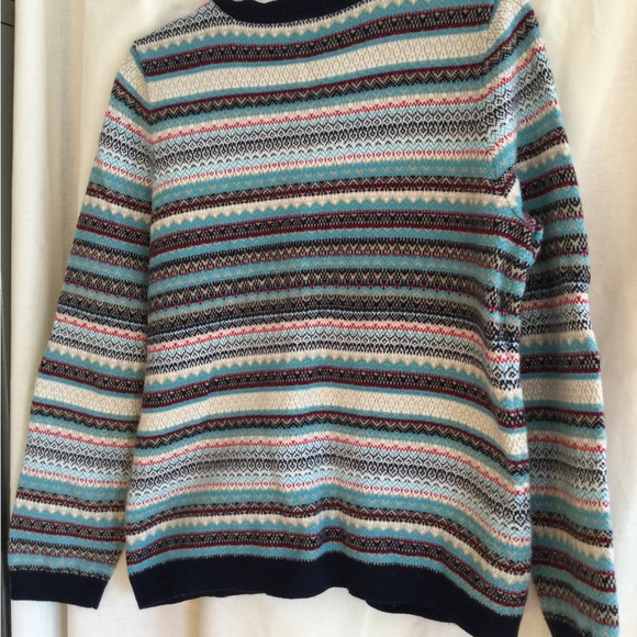 Talbots Button Front Cardigan Sweater Size Large in Navy, Cream, Aqua, Red, Tan - Picture 4 of 5